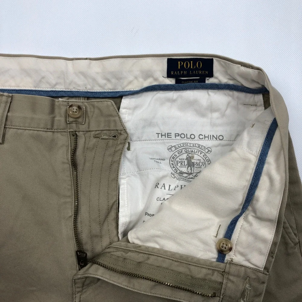 Polo Ralph Lauren Classic Fit Chino Pants Mens 34x34 Tan Khaki Cotton Twill Pony